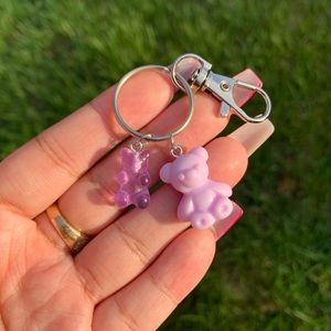 Cute Purple gummy bear lanyard keychain
